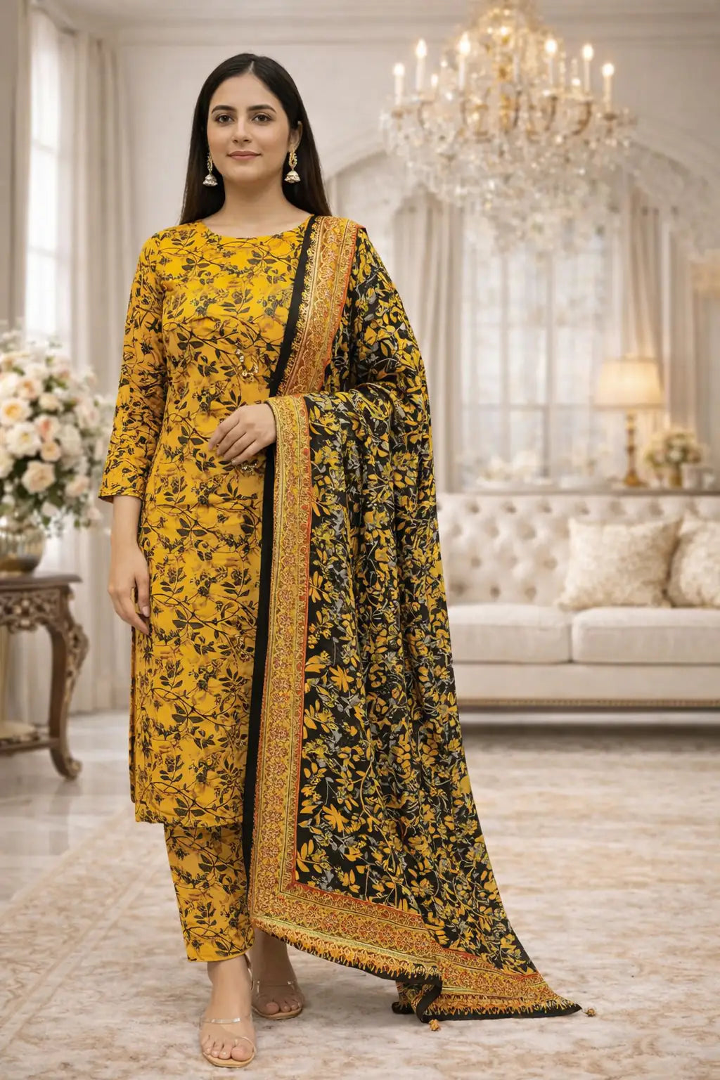Swiss Lawn Unstitched 3 Piece Suit - A88