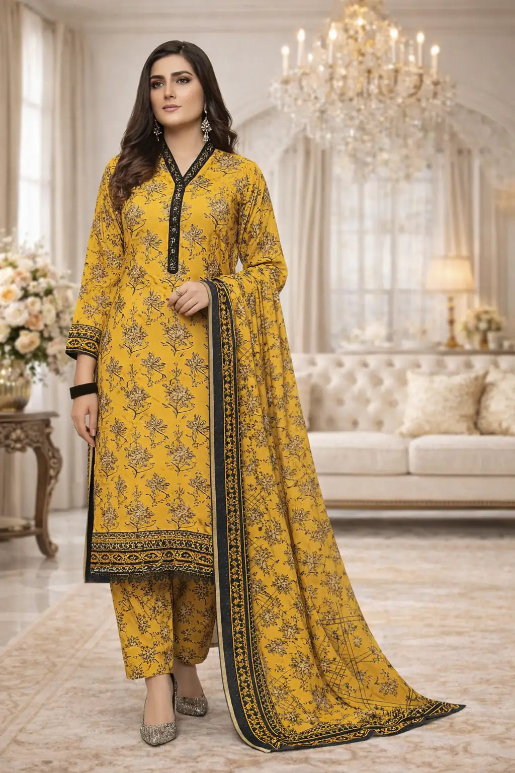 Swiss Lawn Unstitched 3 Piece Suit - A76