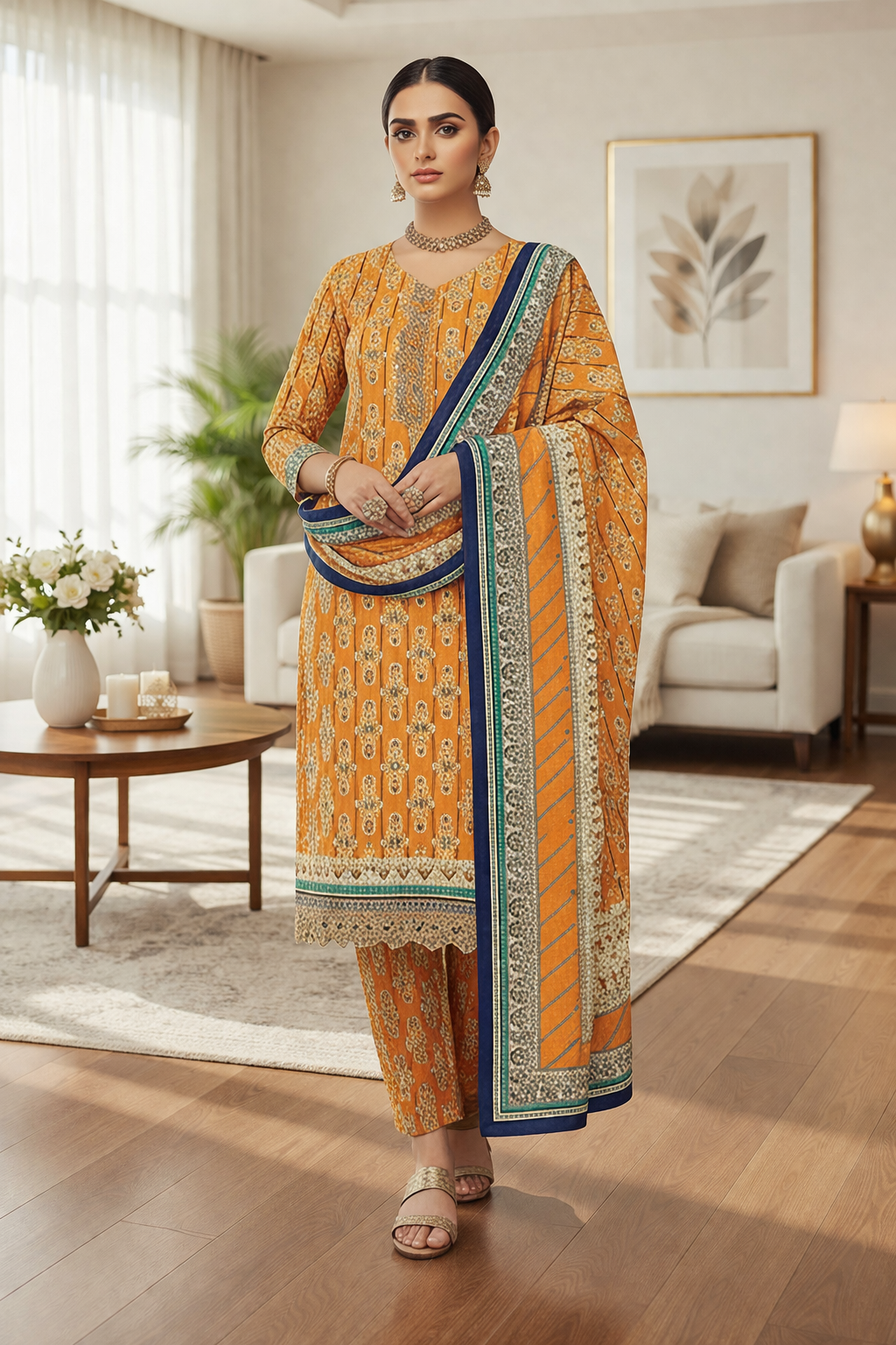 Swiss Lawn Unstitched 3 Piece Suit - A59