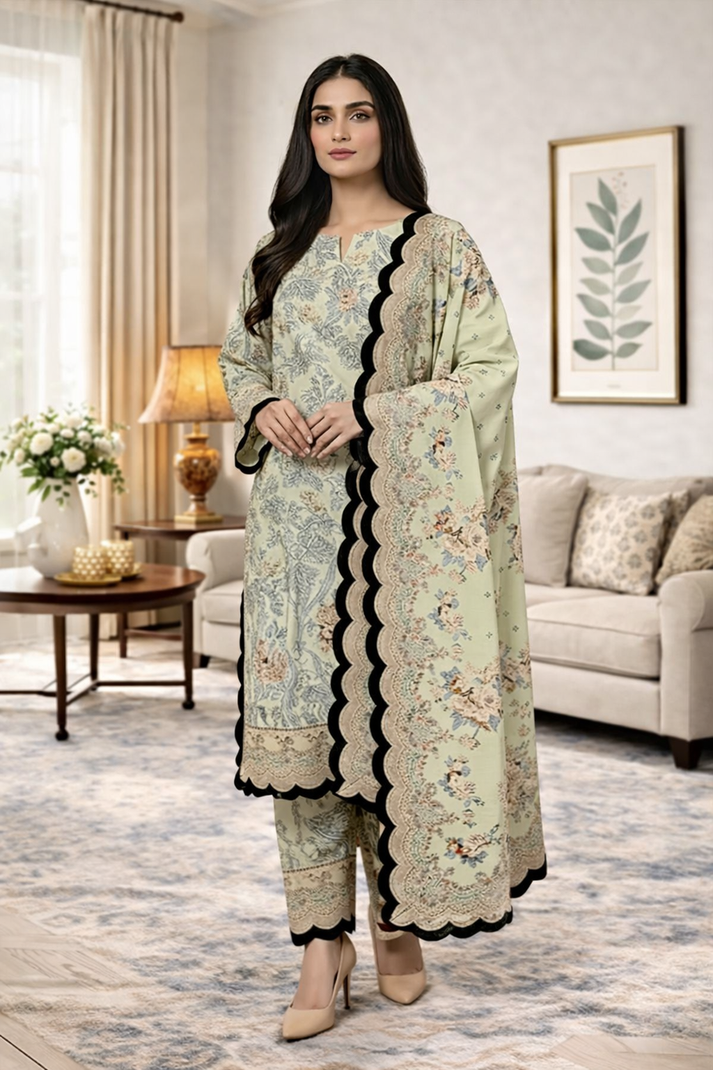 Swiss Lawn Unstitched 3 Piece Suit - A57