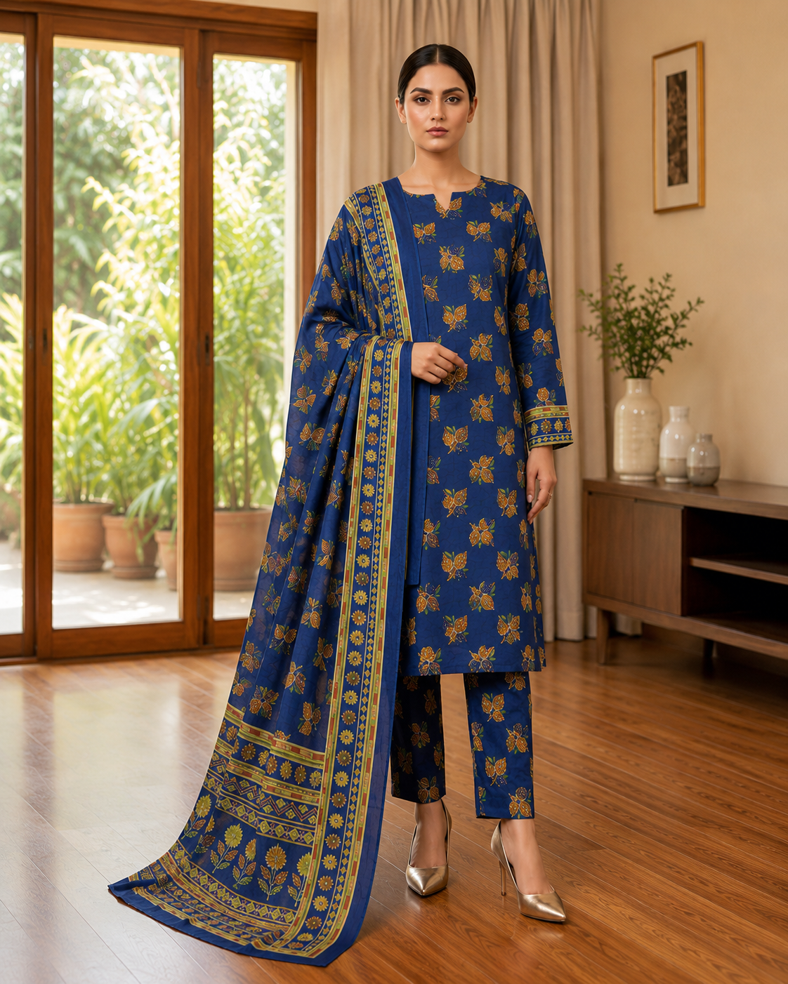 Swiss Lawn Unstitched 3 Piece Suit - A40