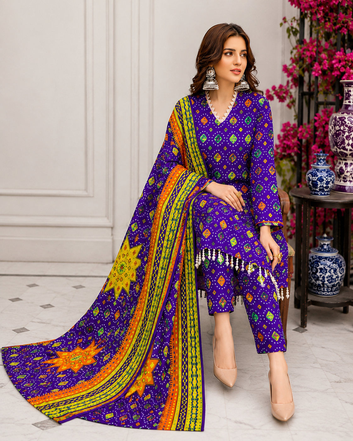 Swiss Lawn Unstitched 3 Piece Suit - A44