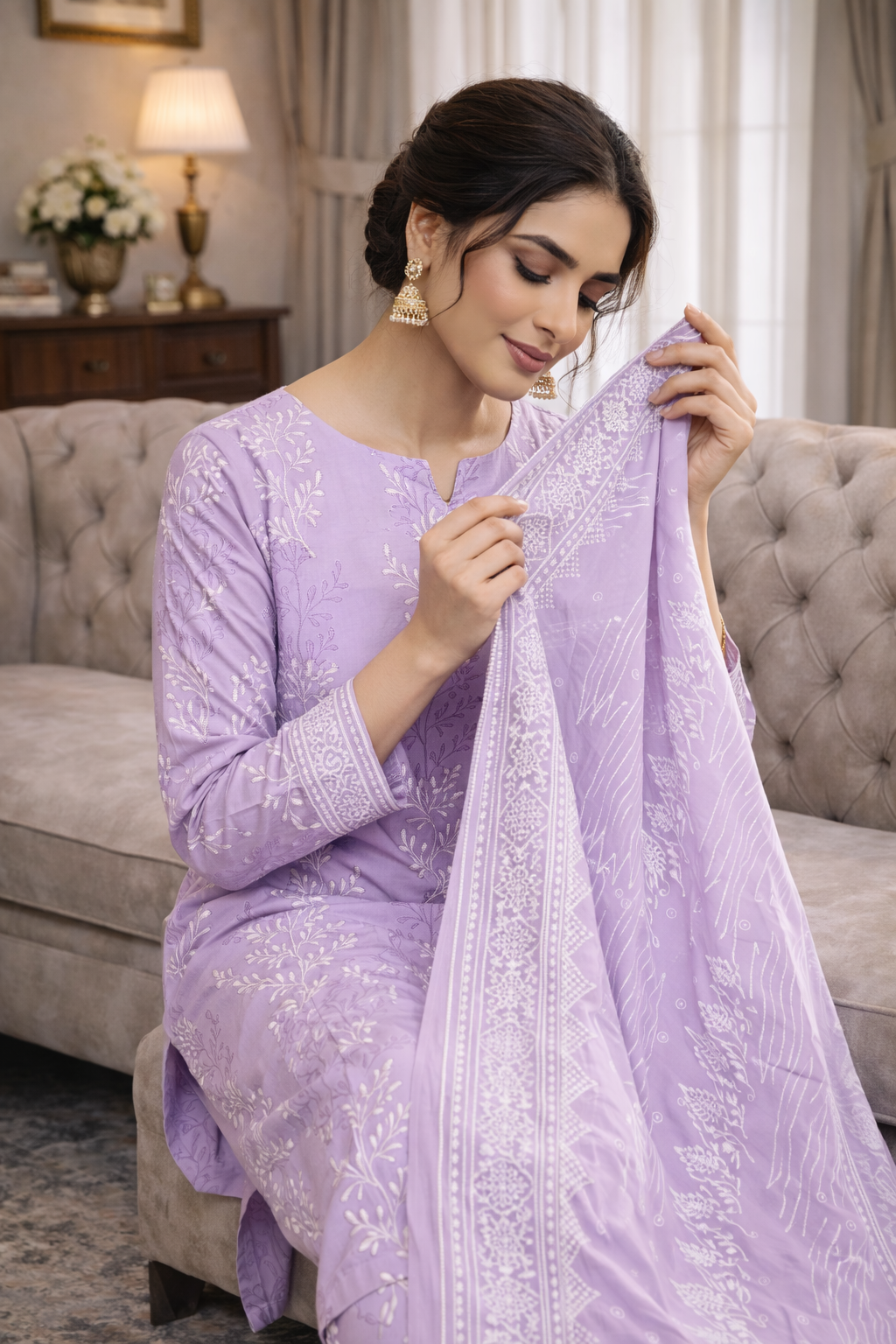 Swiss Lawn Unstitched 3 Piece Suit - A54