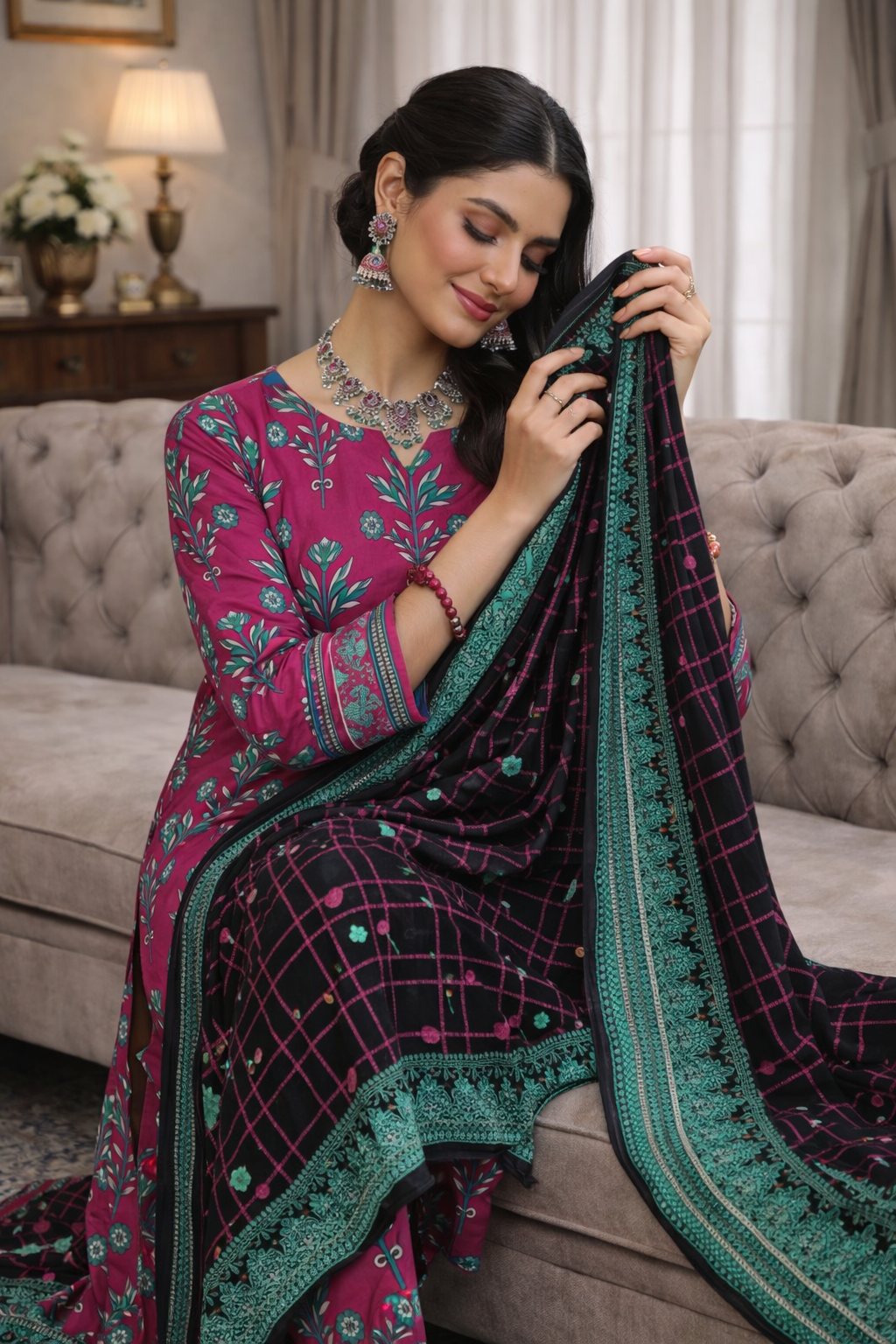 Swiss Lawn Unstitched 3 Piece Suit - A51