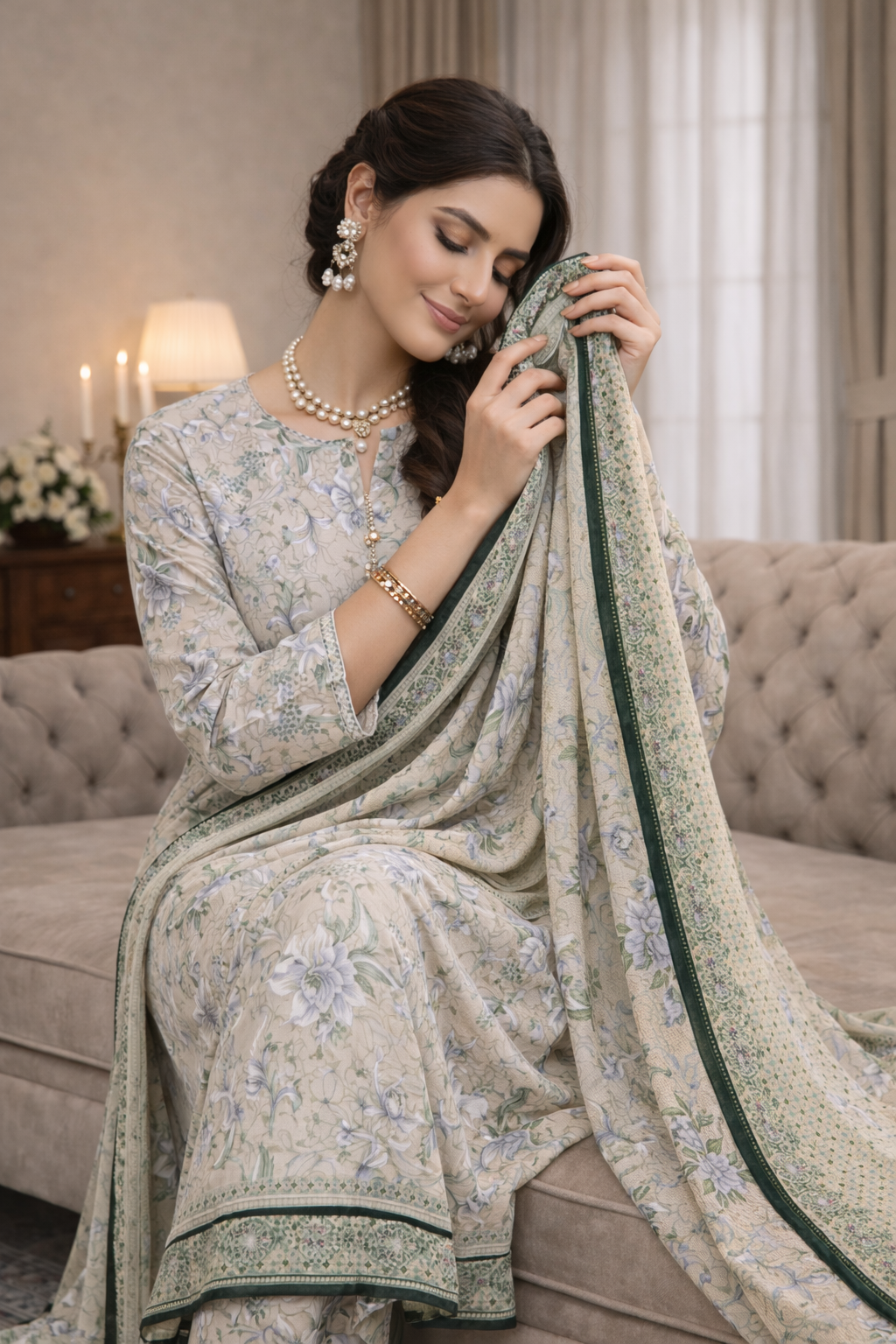 Swiss Lawn Unstitched 3 Piece Suit - A06