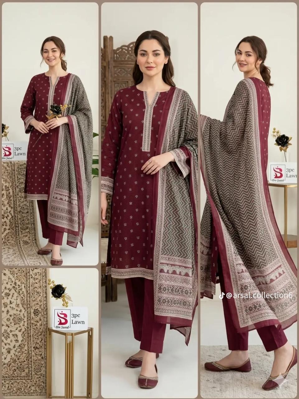 KP-27 Print Lawn 3-Piece Suit