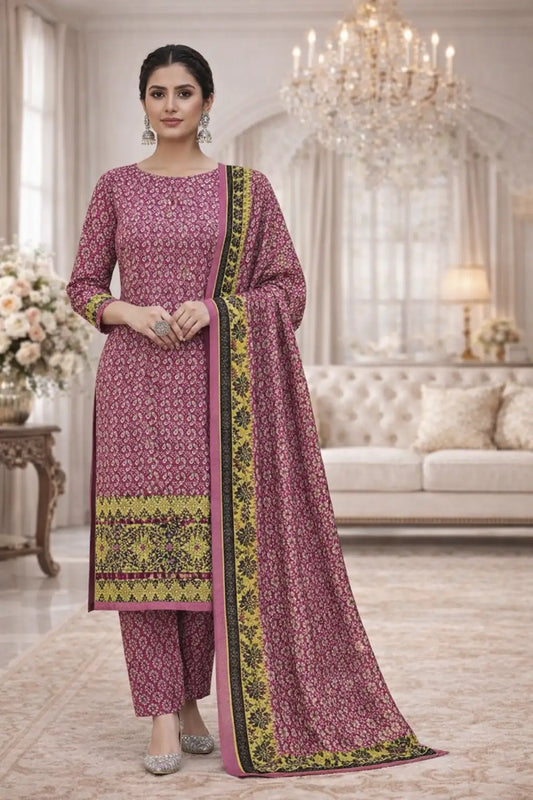 Swiss Lawn Unstitched 3 Piece Suit - A77