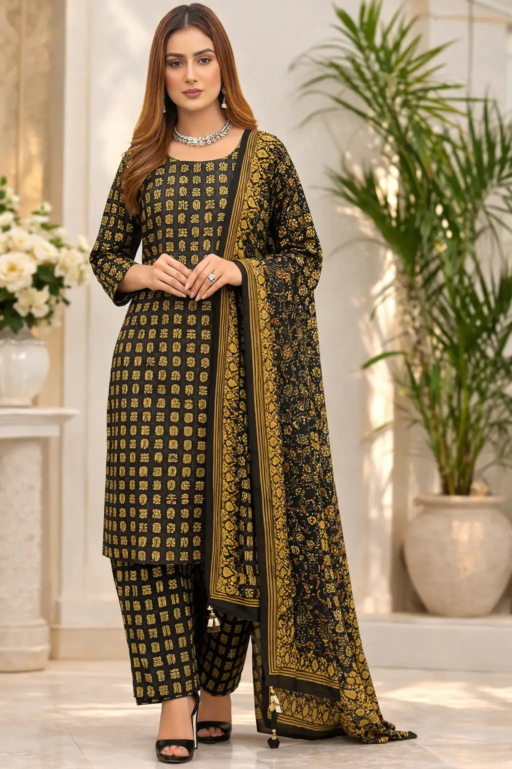Swiss Lawn Unstitched 3 Piece Suit - A75