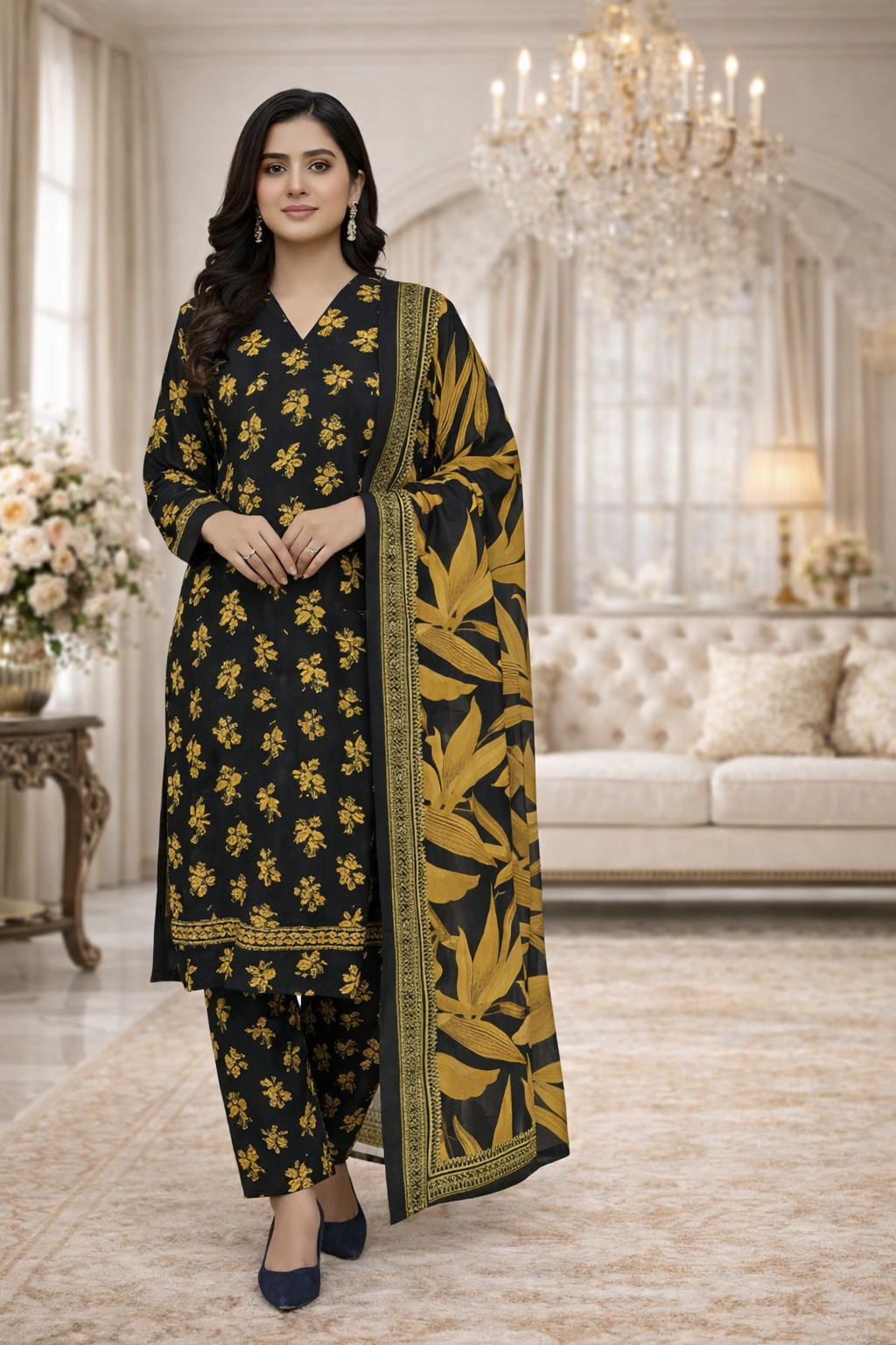 Swiss Lawn Unstitched 3 Piece Suit - A71