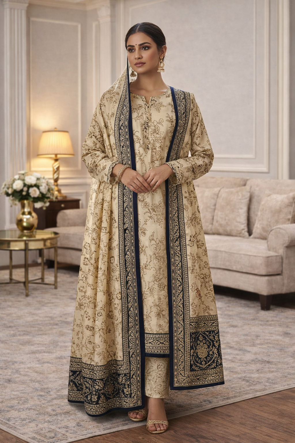 Swiss Lawn Unstitched 3 Piece Suit - A65
