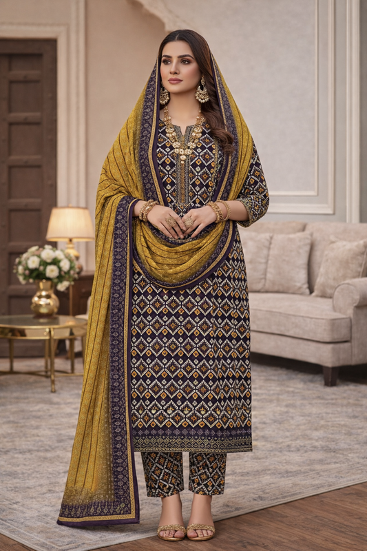 Swiss Lawn Unstitched 3 Piece Suit - A64