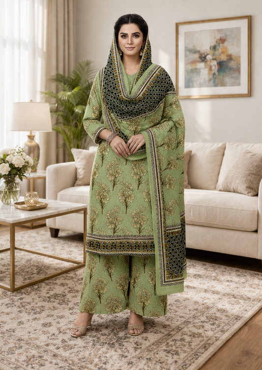 Swiss Lawn Unstitched 3 Piece Suit - A61