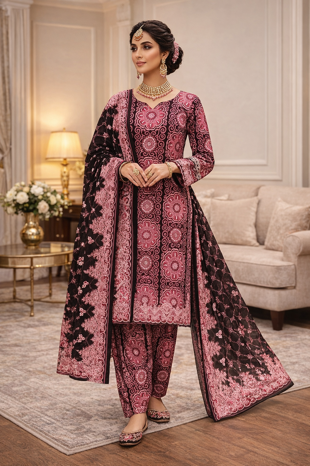 Swiss Lawn Unstitched 3 Piece Suit - A56