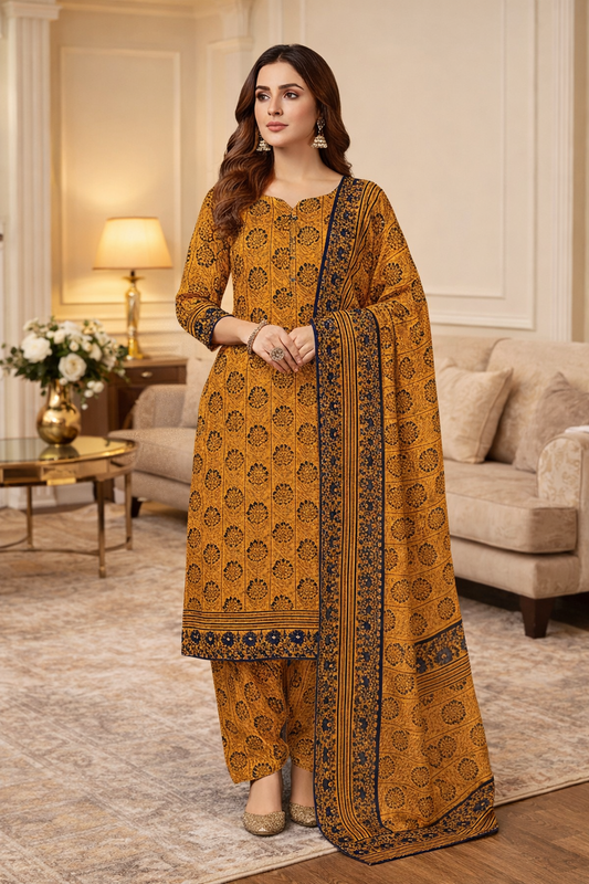Swiss Lawn Unstitched 3 Piece Suit - A55