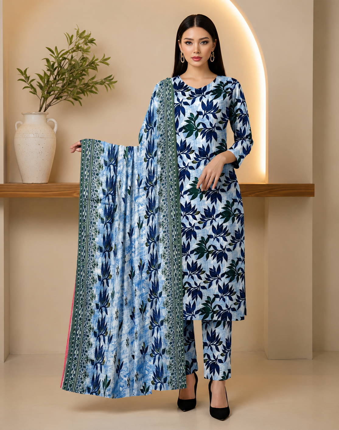 Swiss Lawn Unstitched 3 Piece Suit - A35