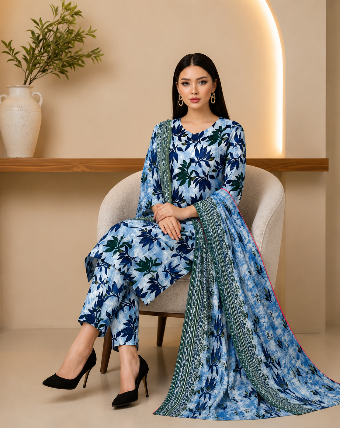 Swiss Lawn Unstitched 3 Piece Suit - A35
