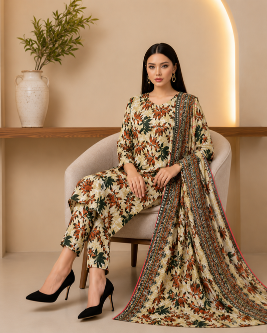 Swiss Lawn Unstitched 3 Piece Suit - A36
