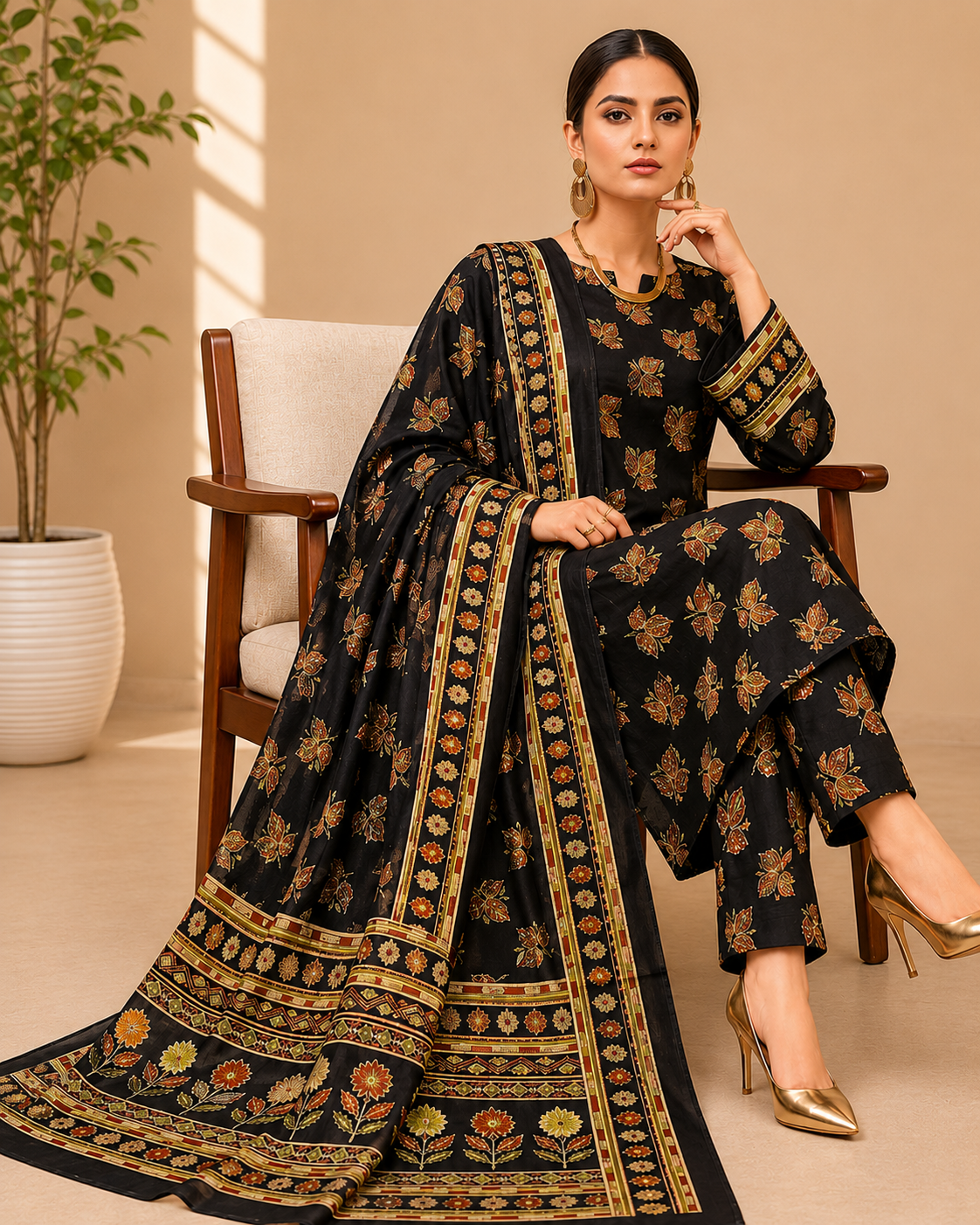 Swiss Lawn Unstitched 3 Piece Suit - A39