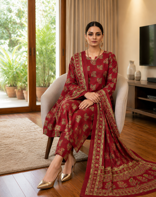 Swiss Lawn Unstitched 3 Piece Suit - A41