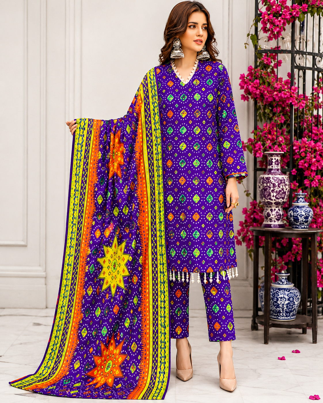 Swiss Lawn Unstitched 3 Piece Suit - A44