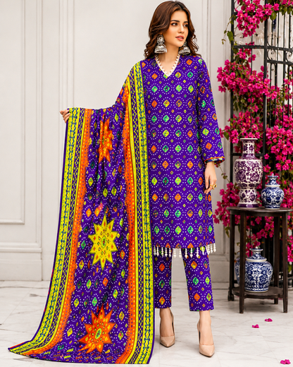 Swiss Lawn Unstitched 3 Piece Suit - A44