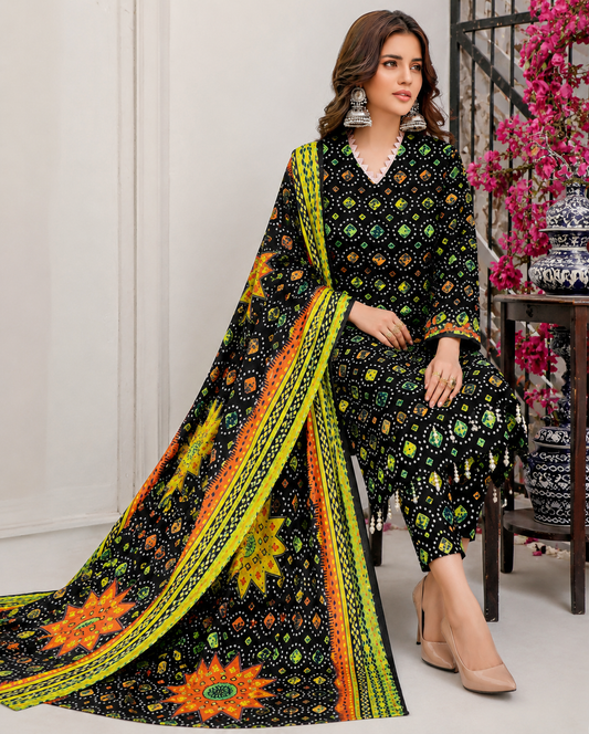 Swiss Lawn Unstitched 3 Piece Suit - A45