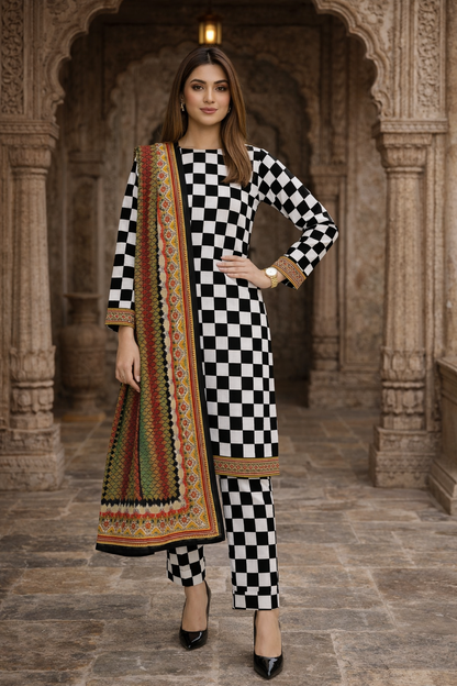 Swiss Lawn Unstitched 3 Piece Suit - A02