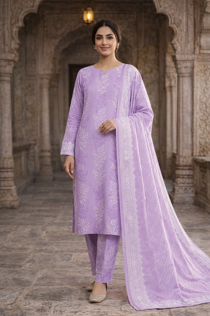 Swiss Lawn Unstitched 3 Piece Suit - A54