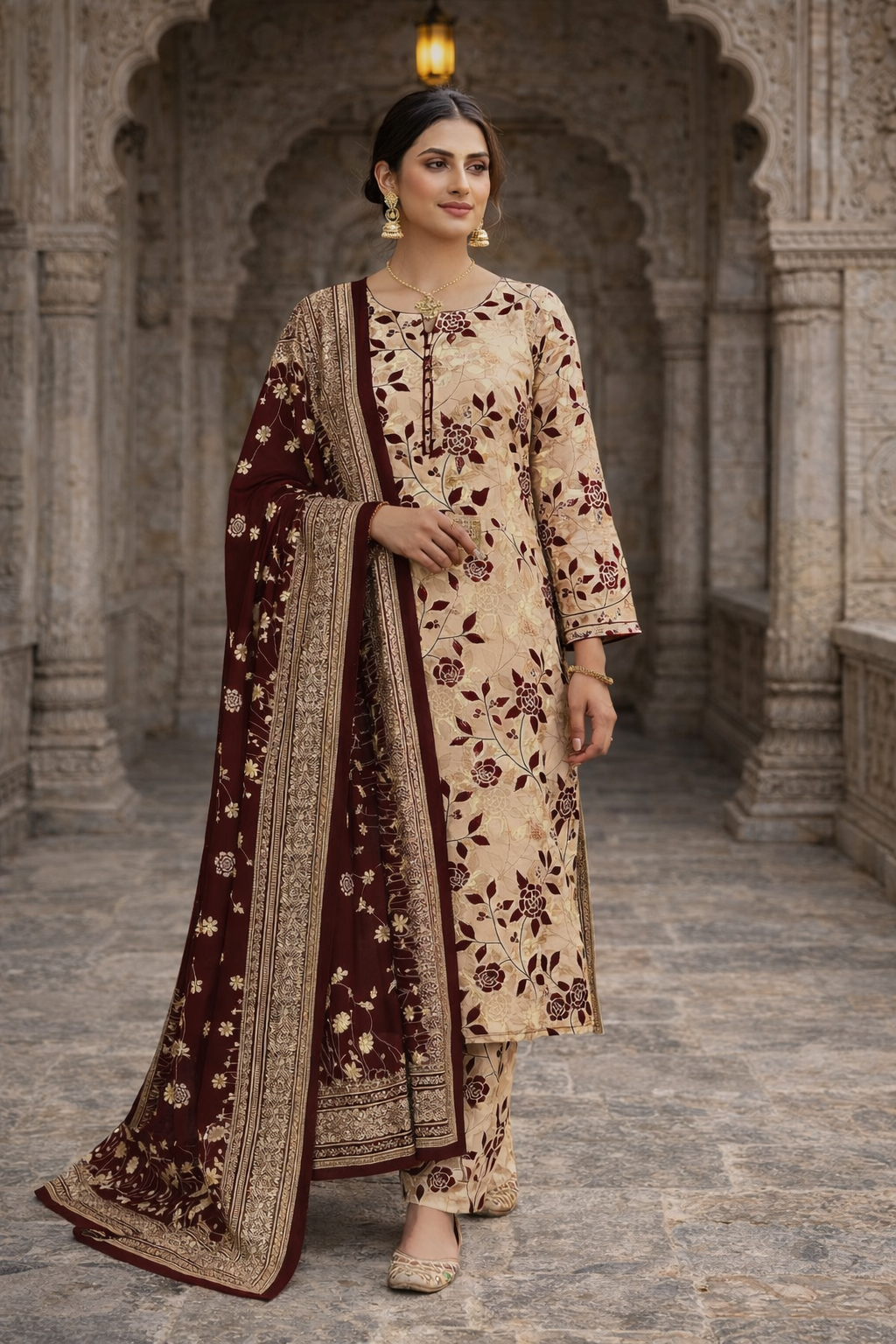 Swiss Lawn Unstitched 3 Piece Suit - A01