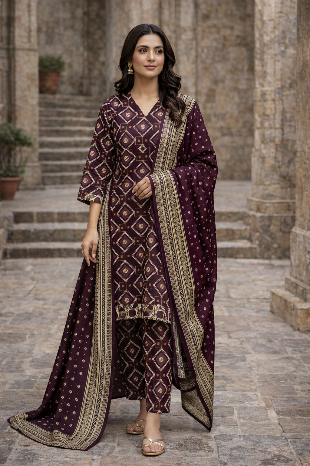 Swiss Lawn Unstitched 3 Piece Suit - A50