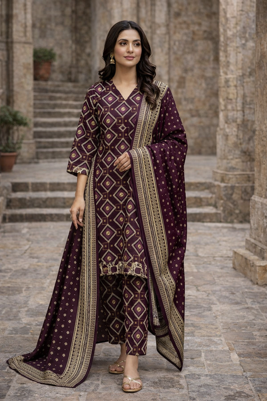 Swiss Lawn Unstitched 3 Piece Suit - A50
