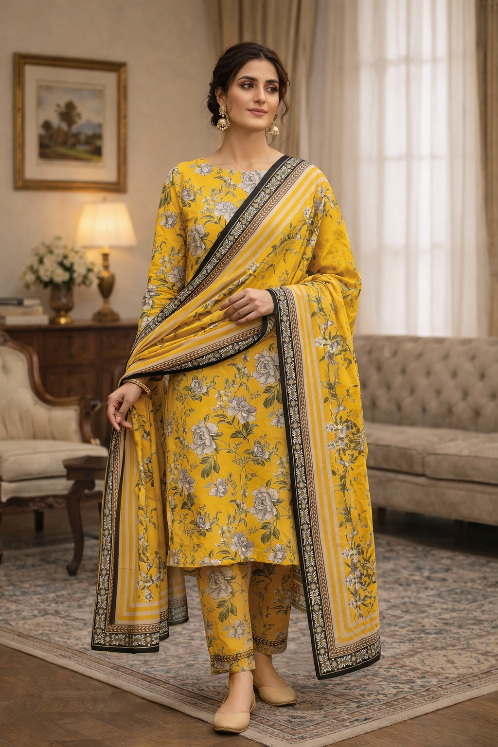 Swiss Lawn Unstitched 3 Piece Suit - A07