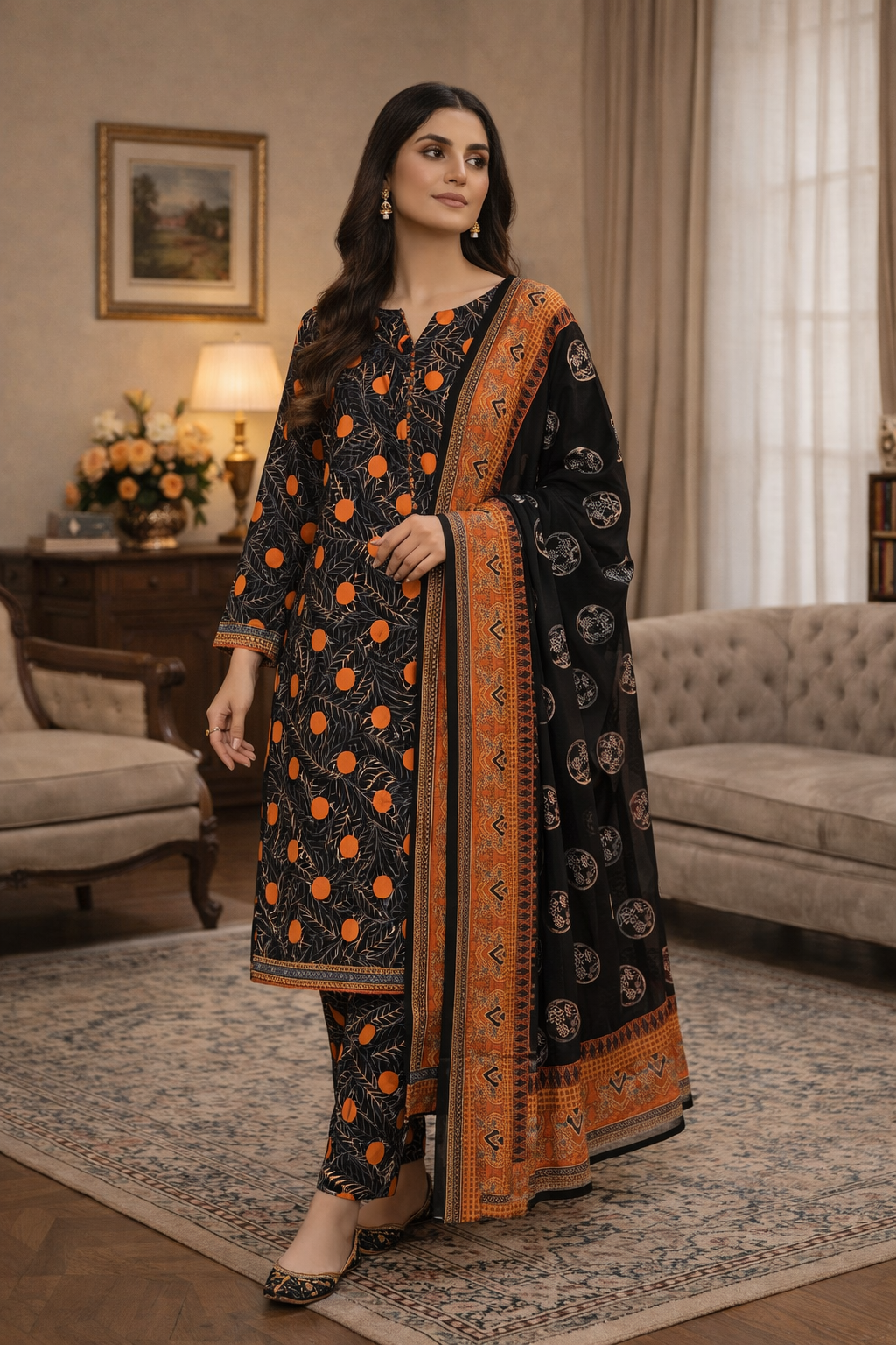 Swiss Lawn Unstitched 3 Piece Suit - A09