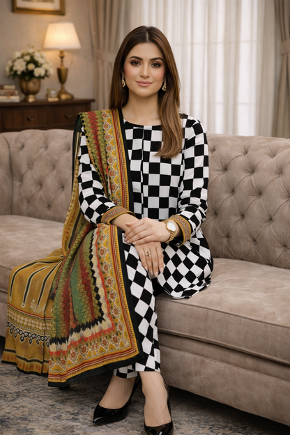 Swiss Lawn Unstitched 3 Piece Suit - A02