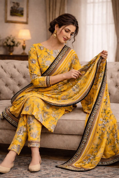 Swiss Lawn Unstitched 3 Piece Suit - A07