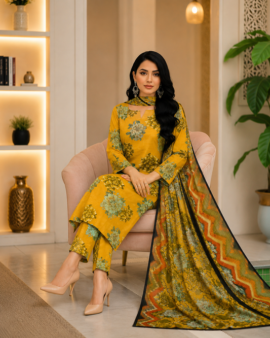 Swiss Lawn Unstitched 3 Piece Suit - A17