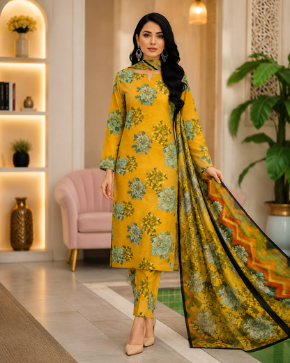 Swiss Lawn Unstitched 3 Piece Suit - A17