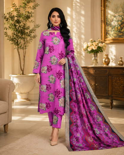 Swiss Lawn Unstitched 3 Piece Suit - A19