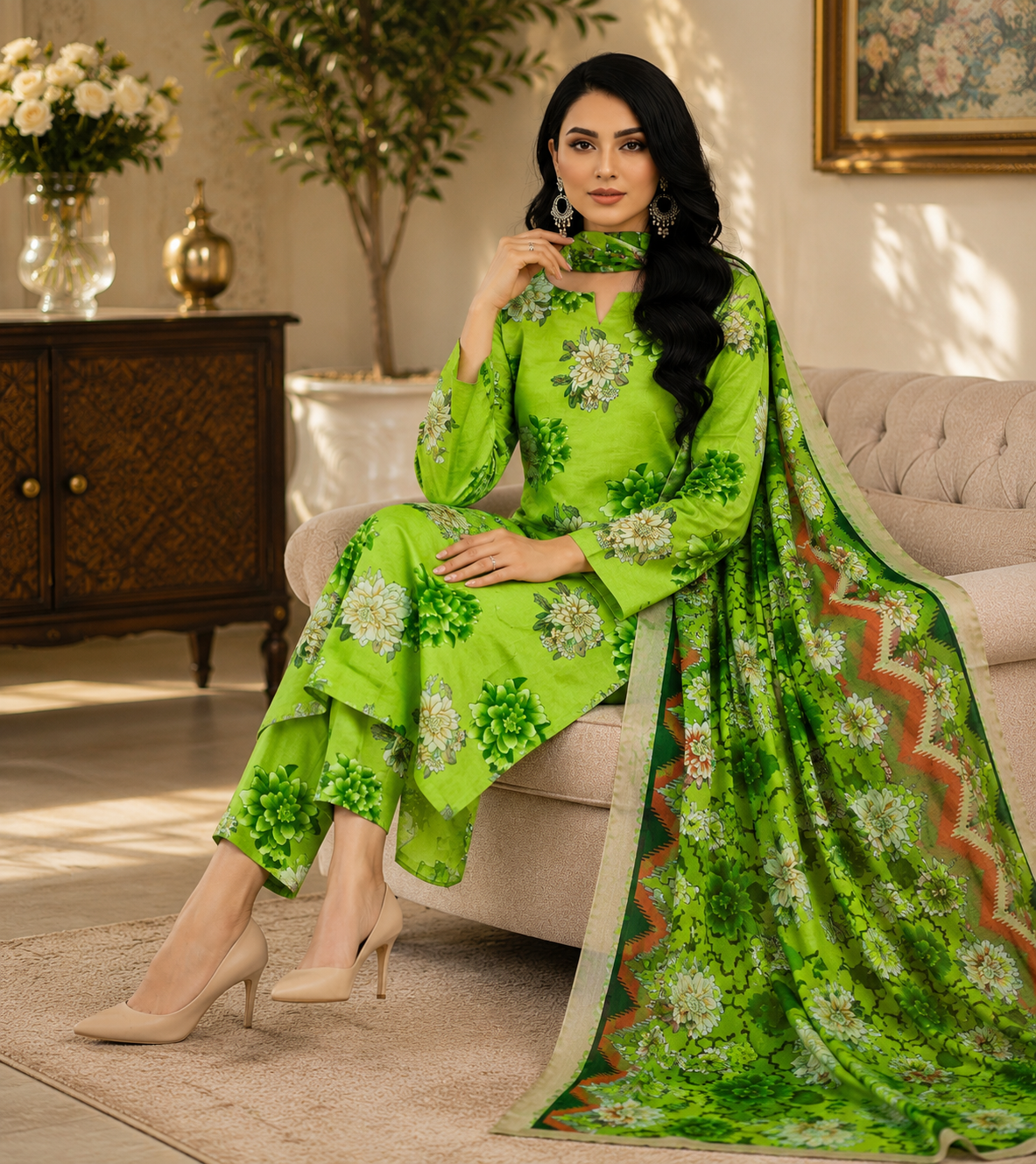 Swiss Lawn Unstitched 3 Piece Suit - A20