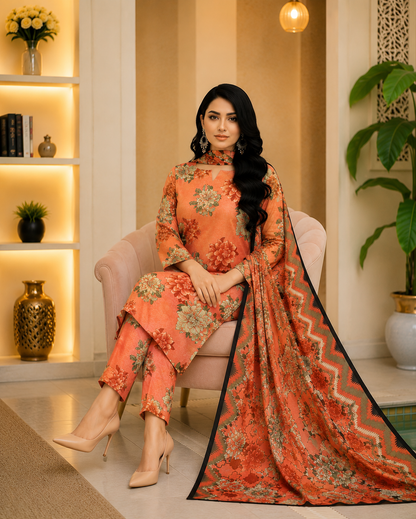 Swiss Lawn Unstitched 3 Piece Suit - A21
