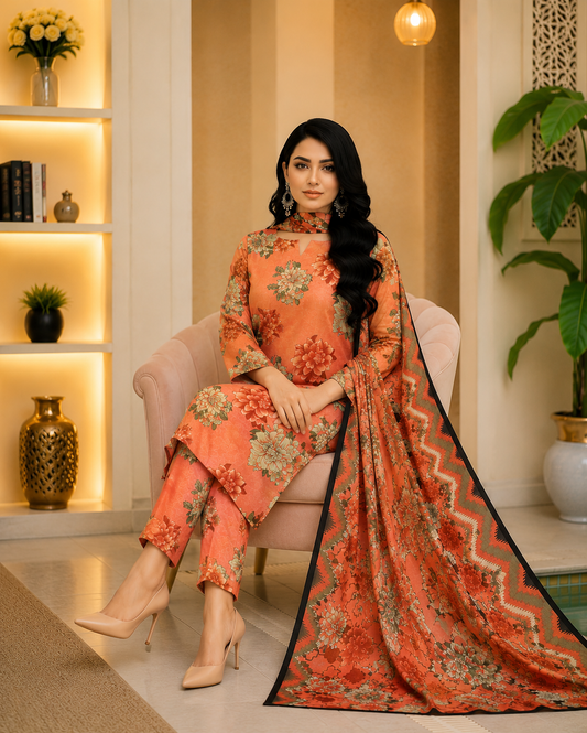 Swiss Lawn Unstitched 3 Piece Suit - A21
