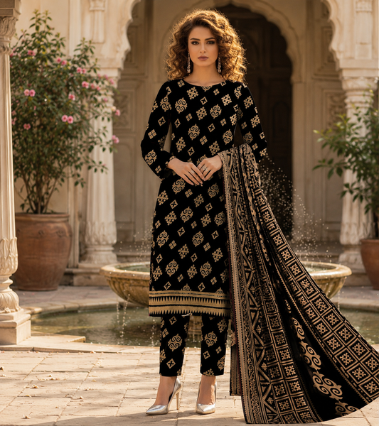 Swiss Lawn Unstitched 3 Piece Suit - A34