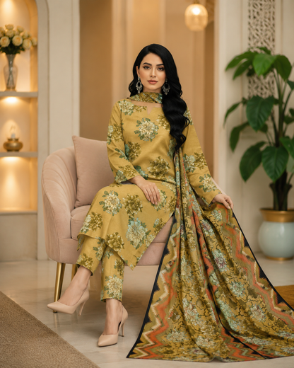 Swiss Lawn Unstitched 3 Piece Suit - A15