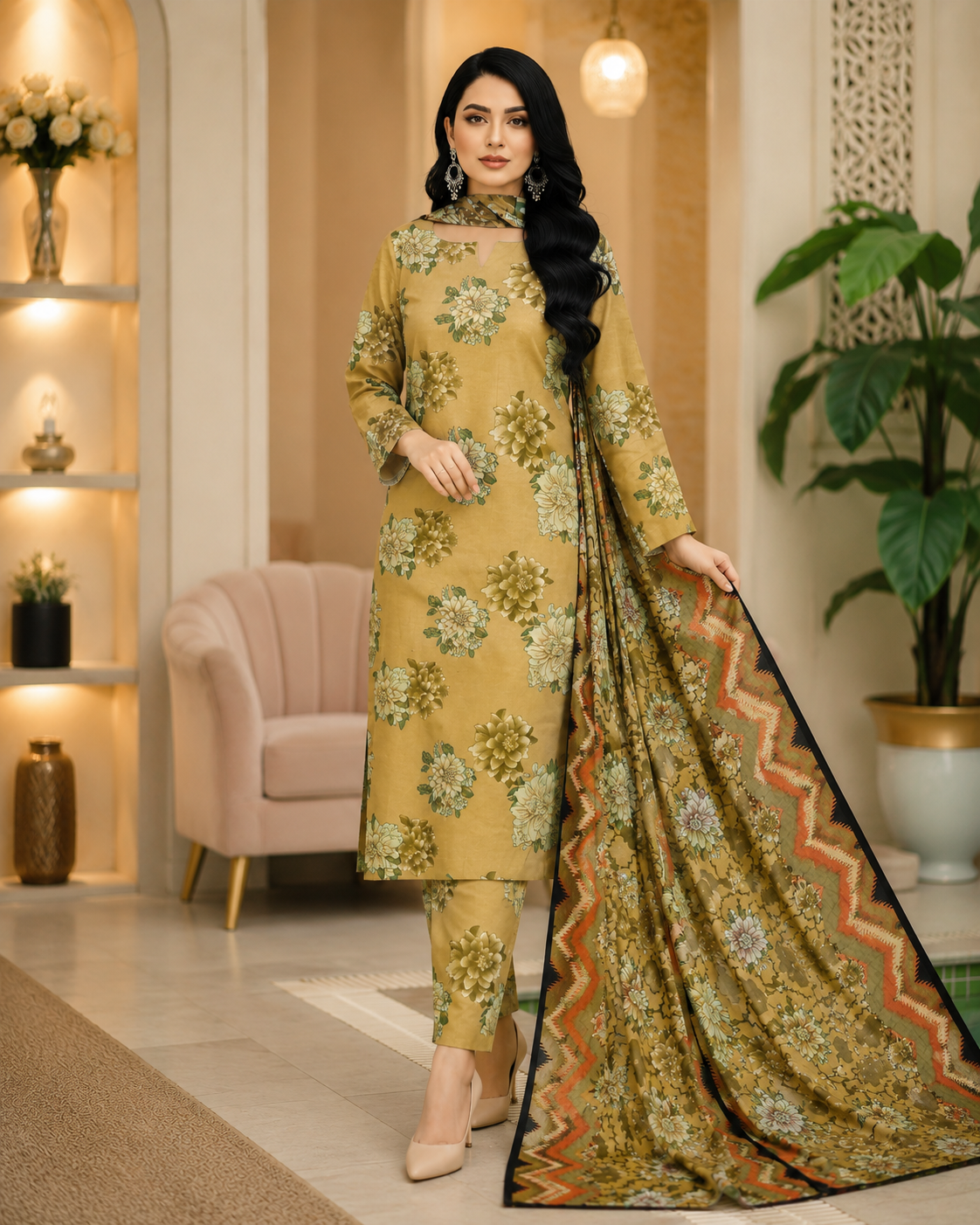 Swiss Lawn Unstitched 3 Piece Suit - A15
