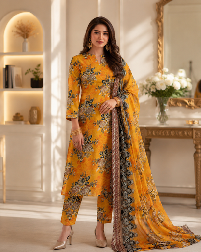 Swiss Lawn Unstitched 3 Piece Suit - A13